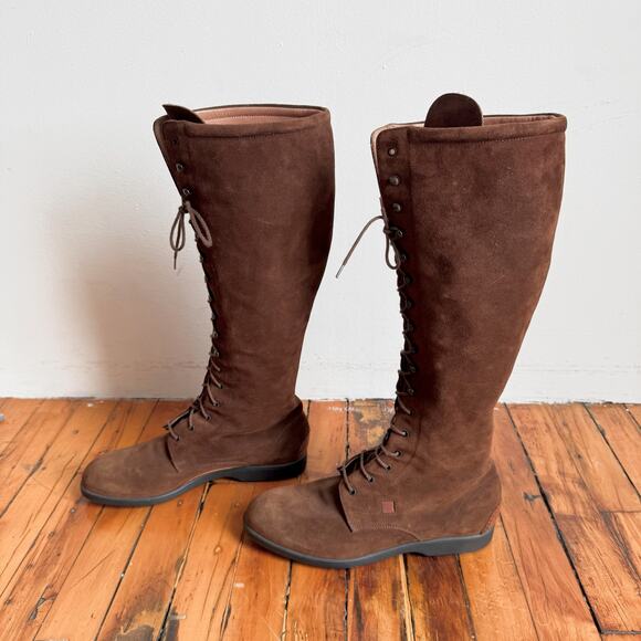 FRATELLI ROSSETTI Chocolate Brown Suede Knee-High Riding Boots - Picture 3 of 13